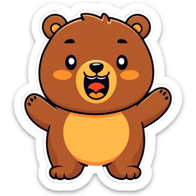 bear with an excited wow expression, cartoonish sticker style sticker