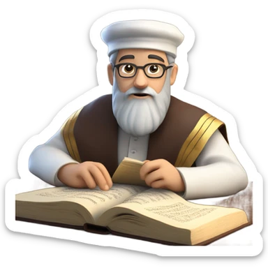a rabbi learning torah sticker
