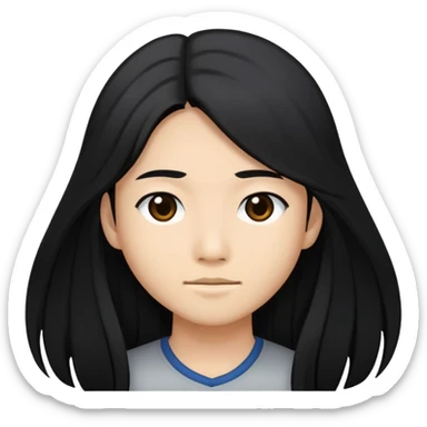 create me an avatar with black long hair, with asian looks sticker