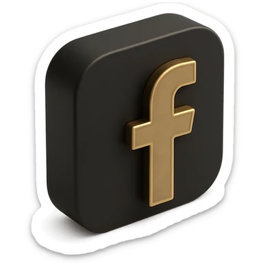 Facebook logo in 3D black style sticker