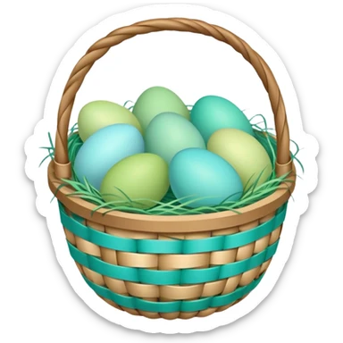 Easter basket filled with light green and turquoise colored eggs sticker