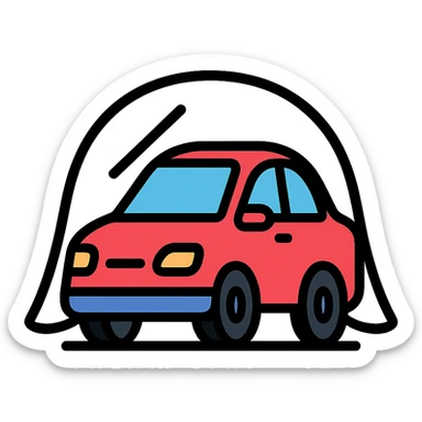 modern colorful icon of a car covered with a transparent protective film sticker