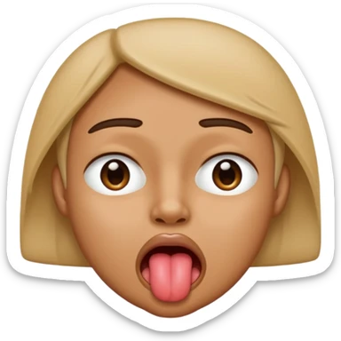 Serious sticking out tongue with mouth closed  sticker