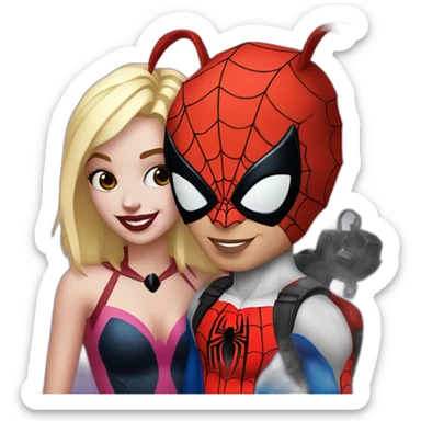 spiderman with harley quinn sticker