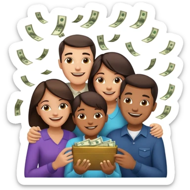 money around a family of four sticker