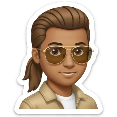 Light brown skin man with Ponytail hair and Rayban sunglasses sticker