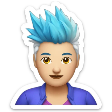Older fat lesbian Chilean very short spiky bright blue hair sticker