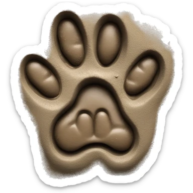 dog paw imprint in mud sticker