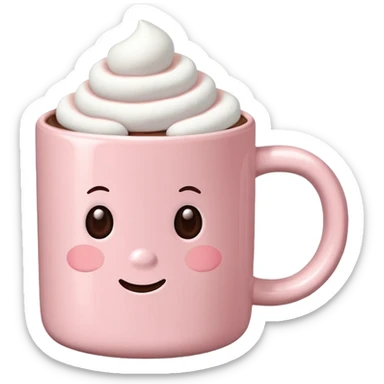 Light Pink mug of hot chocolate with marshmallows sticker