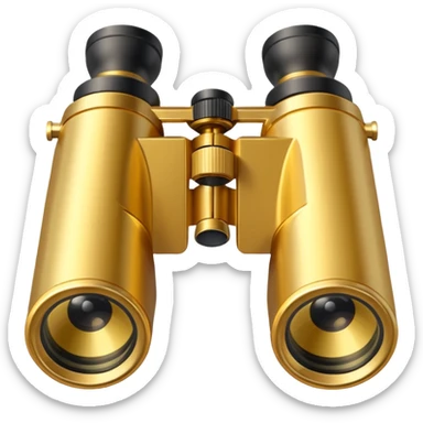 gold binoculars with large lenses simple eye holes and straight shaft and transparent background sticker