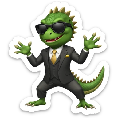 capitalist iguana banker godfather with black sunglasses breakdance no problem sticker
