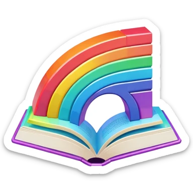 fantasy magic RAINBOW book low poly sticker