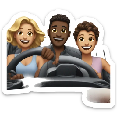 friends enjoying a car selfie laughing sticker