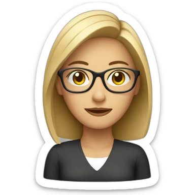 Woman with glasses at computer sticker
