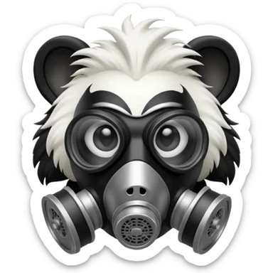 Skunk wearing gas mask  sticker