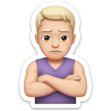 A mad person with his arms cross his neck  sticker