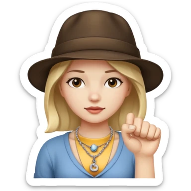 Hatted ancient girl wearing fist bone Necklaces sticker