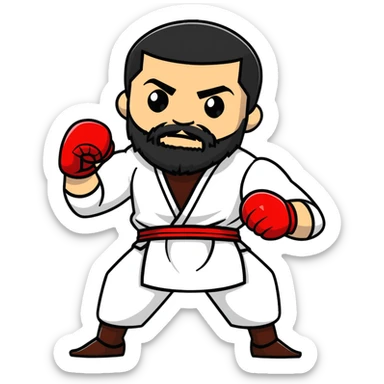Islam Makhachev UFC lightweight champion in fighting pose with beard, strong Dagestani fighter sticker