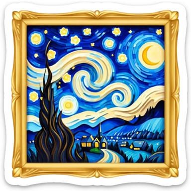The Starry Night painting frame sticker