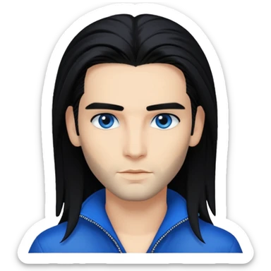 Bill Kaulitz with black long hair sticker