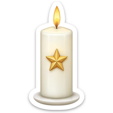 white candle with a star-shaped base sticker