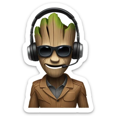 groot telemarketer with headset sticker