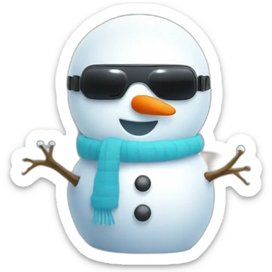 Cute snowman in vr headset, full body sticker