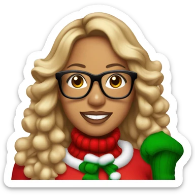 Mariah Carey wearing Christmas clothes and black glasses  sticker