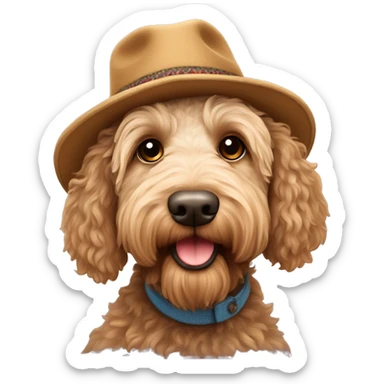 australian labradoodle with woolen hat sticker