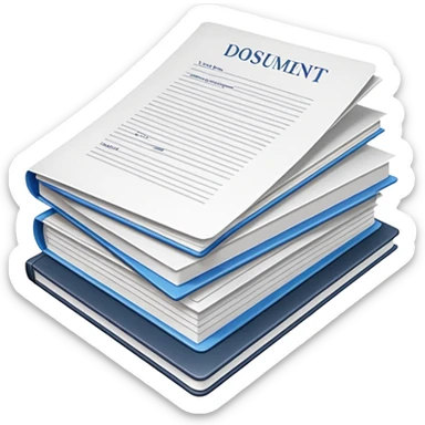 realistic stack of documents with title page sticker