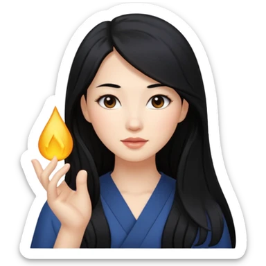 Que sea una mujer blanca pelo negro y largo y medio achinada sticker