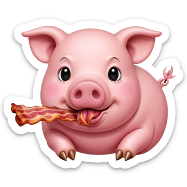 Pig eating bacon sticker