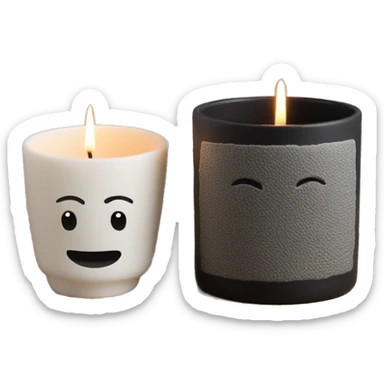 fragrance candle with ceramic cup and design texture feeling, no emoji (single black color) sticker