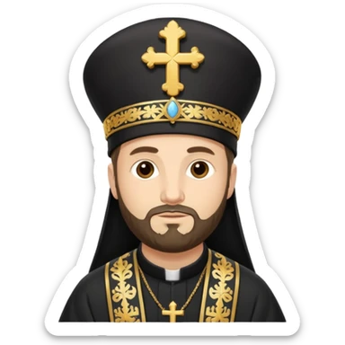 orthodox christian priest wearing a kalimavkion hat sticker