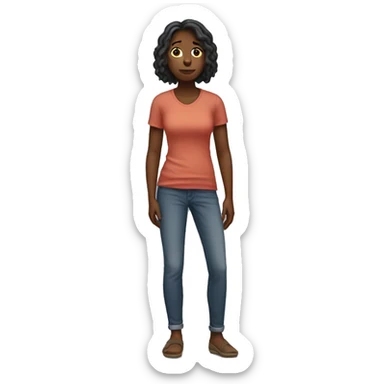  one woman full body standing hiding her arms behind her sticker