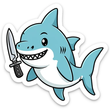 shark with a knife  sticker