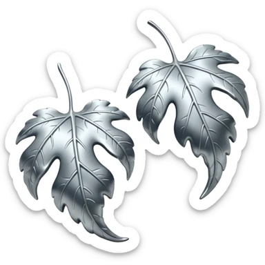 Falling 2 leaves made of silver  sticker