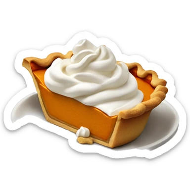 Realistic pumpkin pie with whipped cream sticker