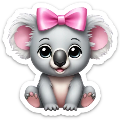 Baby koala wearing pink bow  sticker