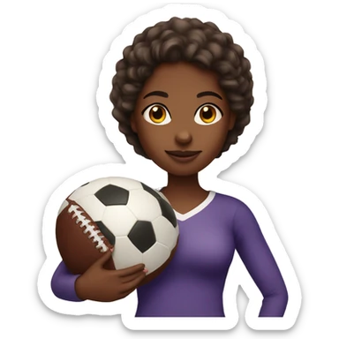 Brown skin girl with a football sticker