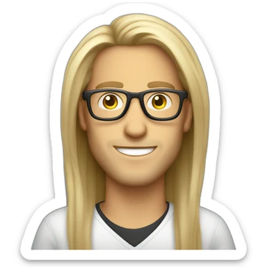 Cool white guy with rimless glasses and long hair successful management consultant sticker