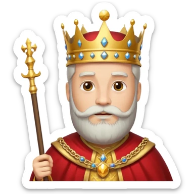 Bearded King, Wise king with short white beard, royal staff in hand, wearing crown
 sticker