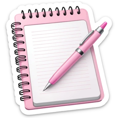 Light Pink Planner open notebook with pink pen sticker