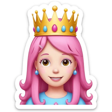 happy earringed princess bubblegum with candy crown sticker