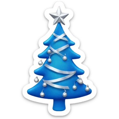 Blue Christmas tree with silver decorations sticker