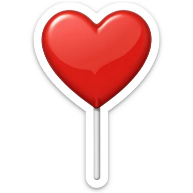 red heart-shaped lollipop on a stick sticker