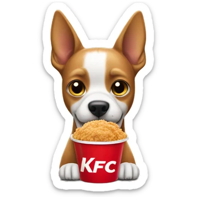 Un dog eating a kfc bucket sticker