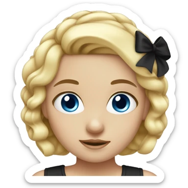 Blonde girl with blue eyes and black bows on her head sticker
