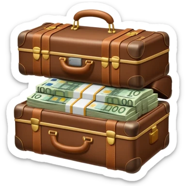 Suitcase with euro bills  sticker