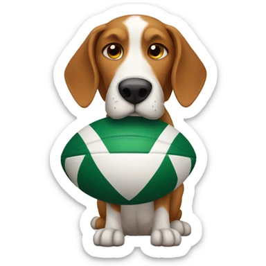hound holding rugby ball  sticker